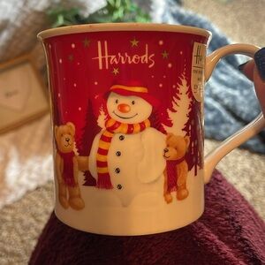 Harrods original London, England Bone China Red Holiday Mug NEW~Never Used
